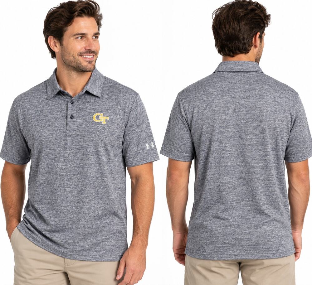 Under Armour Georgia Tech GT Polo Mens XL Gray HeatGear Loose Golf NCAA